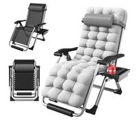 HEMUYT Tumbonas Jardin Exterior, Tumbona Silla Gravedad Cero con Cerradura de Aleación de Aluminio, Soporte para Bebidas y Almohadilla para los, Soporta 200kg, Silla Plegable Ajustable para Patio