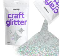 Hemway Craft Glitter 100 g 3,5 oz ultrafinas 1/128" 0,2 mm 0,008" (plata holográfica)