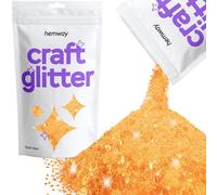 Hemway Craft Glitter - Mezcla De Purpurina Fina Gruesa De Varios Tamaños Para Manualidades, Vasos, Resina, Pintura, Decoraciones, Epoxi, Cosméticos - Naranja Fluorescente - 100g / 3.5oz
