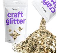 Hemway Craft Glitter - Mezcla De Purpurina Fina Gruesa De Varios Tamaños Para Manualidades, Vasos, Resina, Pintura, Decoraciones, Epoxi, Cosméticos - Dorado Champagne - 100g / 3.5oz