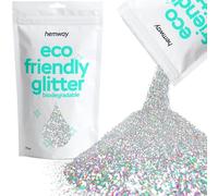 Hemway Eco Friendly biodegradable Glitter 100 g / 3,5 oz Bio cosmético seguro de la chispa Vegano para cara, sombra de ojos - 1/64" 0,015" 0,4 mm - Plata holográfica