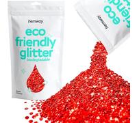 Hemway Eco Friendly biodegradable Glitter 100 g / 3,5 oz Bio cosmético seguro de la chispa Vegano para cara, sombra de ojos - 1/8" 0,125" de 3 mm - Rojo