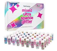 Hemway Mixed Chunky Glitter - 54 x 6 g (0,21 oz) Ultra Sparkle Glitter Shaker Set, Multi-purpose Assorted Shaped Color Glitter Mixes para maquillaje, uñas, ojos, cara, piel