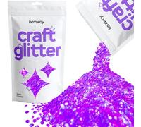 Hemway - Purpurina para manualidades, vasos, resina, epoxi, uñas, cera, álbumes de recortes, cristal, decoración de escuelas: morado neón uv fluorescente, supergruesa (3 mm), 100 g