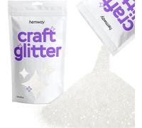 Hemway - Purpurina para manualidades, vasos, resina, epoxi, uñas, cera, álbumes de recortes, cristal, decoración de escuelas: blanco iridiscente, ultrafina (0,2 mm), 100 g