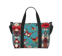 Hen Flying Butterflies Among Flowers - Bolsa de viaje versátil con estampado de mariposas voladoras, el compañero para viajes de negocios y personales, color negro, talla única, Black, Talla única
