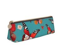 Hen Flying Butterflies Among Flowers - Monedero de PVC con estampado de gallina, monedero, estuche de maquillaje, estuche con cremallera, estuche de papelería para mujeres y hombres, Blanco, One Size