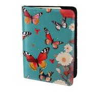 Hen Flying Butterflies Among Flowers - Soporte para pasaporte, artículos esenciales de viaje, cartera antirrobo para tarjetas y pasaportes, tamaño para adaptarse a todos los pasaportes estándar