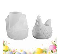 Hen Mold - Three Dimensional Chicken, Jewelry Storage Container, Silicone Casting, Plaster Cement Ornament Tool, Farmhouse Home Decor, Spring Party Supply 4x4 Inch White