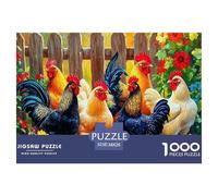 Hen with Chicks in Sunny Farm Scene Piezas De Encaje Duraderas Hobby para Tiempo Libre, Noches, Fines De Semana Y Periodos De Vacaciones 38x26cm/1000pcs