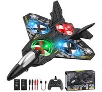 Henakmsl RC Avión, 2.4GHz Avión Teledirigido L0712 Quadcopter Hovering Avión de Combate RC Avión RTF para Principiantes Niños Adultos, Aviones de Juguete con Luces de Colores, Carga USB(Gris)