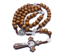 Henan Moda hecha a mano redonda de cuentas católicas rosario cruz religiosa cuentas de madera hombres collar regalo