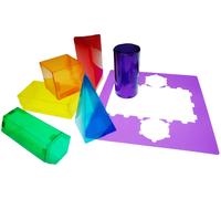 Henbea Juego de Plantillas 3D - 35x35 cm - 20 Unidades - Plástico Flexible con Formas Geométricas y Colores Translúcidos - Tarjetas Didácticas