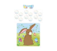 HENBRANDT 1 juego de fiesta de Pascua para niños, 14 piezas, incluye póster con los ojos vendados, calcomanías de cola esponjosa, divertidos juegos de actividades de primavera para niños