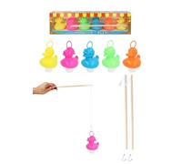 Henbrandt 1 juego de gancho y pato con peso con 6 patos coloridos y 2 bastones de pesca de madera, perfecto para fiestas, piscinas de remo, baño y juegos de jardín para niños