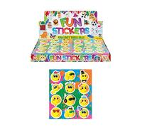 HENBRANDT 12 calcomanías amarillas de cara sonriente (1 hoja) mini calcomanías de sonrisa para niños, artes y manualidades para niños, regalos de fiesta de recompensa, regalos de bolsa de botín