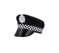 HENBRANDT 12 gorros de policía para adultos con cinta a cuadros e insignias, unisex, gorro de policía británico, uniforme de policía, cosplay, Halloween, policía y ladrones, disfraz de accesorios