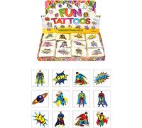 HENBRANDT 120 tatuajes temporales de superhéroes para niños | 10 x 12 paquetes