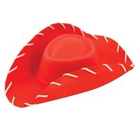 HENBRANDT 3 sombreros de vaquero rojo para niños, talla única, espuma EVA, sombrero de vaquero del salvaje oeste con ala ancha y puntadas blancas, juguete para el día del libro, Halloween, accesorios