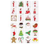 HENBRANDT 48 mini tatuajes de Navidad + Elfin Alrededor temporal de transferencia para niños y niñas, multicolor