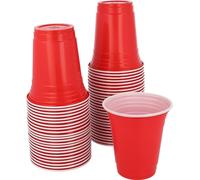 HENBRANDT 50 vasos de plástico rojo de 12 onzas, versátiles vasos rojos de estilo americano, vasos de fiesta de fraternidad, jugos para fiestas de cumpleaños, despedidas de soltera, despedidas de