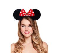 HENBRANDT - Diadema para cabeza de Minnie | niños o adultos | Rojo con lunares con lazo | Diadema de disfraz de orejas de ratón