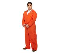 HENBRANDT Disfraz de prisión naranja para hombre adulto, talla XL, disfraz de condenado, traje de caldera, overol de prisionero, traje de salto de cárcel, talla única, disfraz extra grande para hombre