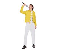 HENBRANDT Disfraz para hombre adulto, chaqueta de leyenda del rock amarillo de los años 80, disfraz de cantante de concierto de estrella de rock, talla única