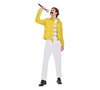HENBRANDT Disfraz para hombre adulto, chaqueta de leyenda del rock amarillo de los años 80, disfraz de cantante de concierto de estrella de rock, talla única