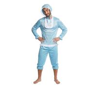 HENBRANDT Disfraz para hombre, color azul bebé, traje completo con gorro, peto, pantalones para fiestas de comedia novedosas