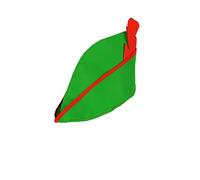 HENBRANDT Gorro de petirrojo verde para adultos con plumas rojas y ribete Bycocket Medieval, arquero del bosque, niño perdido, gorra de elfo Pixie, talla única, accesorios de disfraces de Halloween