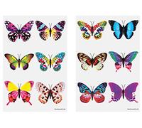 Henbrandt Mini tatuajes temporales de mariposas para niños, hojas de tatuaje de mariposas, bolsas de fiesta, regalos, bolsas de botín, regalos de boda para niñas y niños (96 unidades)