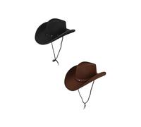 HENBRANDT Paquete de 1 sombrero de vaquero negro y 1 marrón con cordón y decoración de tachuelas, accesorio de disfraz occidental para adultos para fiestas temáticas, eventos, celebraciones