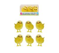 HENBRANDT Paquete de 6 pollitos amarillos esponjosos para decoración de Pascua para arte y manualidades de Pascua, decoraciones de primavera de pollos pequeños, decoración de huevos para niños