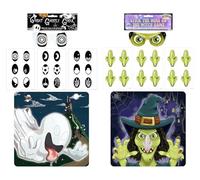 HENBRANDT Pega los ojos en el fantasma y pega la nariz en la bruja, juego de fiesta de Halloween 2 en 1, juguetes unisex para niños y niñas, juegos de fiesta espeluznantes para niños, juego de