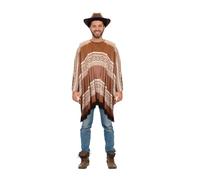 HENBRANDT Poncho de vaquero marrón o azul para adultos con flecos de borla, vaquero salvaje occidental errante, bandido, bandido, disfraz de Halloween, talla única, accesorio unisex para hombres y