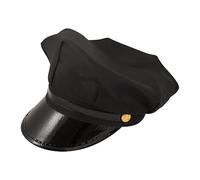 HENBRANDT Sombrero de chofer negro individual, tamaño adulto, accesorio de disfraz, sombrero de taxista, gorra de uniforme para hombres y mujeres