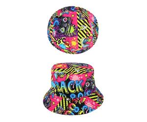 HENBRANDT Sombrero de pescador para adultos de los años ochenta y noventa Party Time Retro 80s 90s Unisex Streetwear Sombrero de ala ancha al aire libre estilo vintage Nostalgia Fisherman's Cap Summer