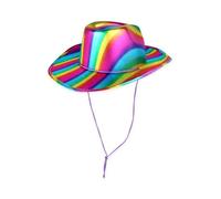 HENBRANDT Sombrero de vaquero con orgullo arcoíris brillante, sombrero de estilo occidental para adultos con cordón, accesorio de disfraz para festival, desfile, despedida de soltero y despedida de