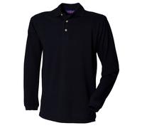 Henbury Camiseta Polo Piqué De Algodón Manga Larga Para Hombre Azul O Negro