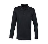Henbury Coolplus - Polo de manga larga para hombre y mujer, Negro , XXL