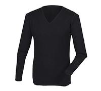 Henbury - Jersey / Sweater cuello pico acrilico tacto cachemira hombre caballero (Extra Grande (XL)/Negro)