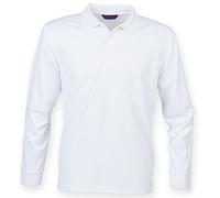 Henbury - Polo de manga larga con control de la transpiracion Modelo Coolplus hombre caballero (Extra Grande (XL)/Blanco)