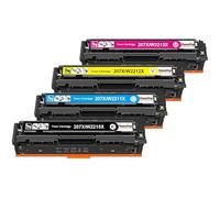 HenceBuy 207X - Cartucho de tóner con chip, compatible con HP 207X 207A Color Laserjet Pro MFP M283fdw M255dw M282nw M283fdn M255nw W2210X W2211X W2212X W2213X tinta negra, cian, amarillo magenta