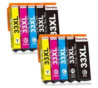 HenceBuy 33XL Cartucho de Tinta Compatible para Epson 33 XL para Epson Expression Premium XP-7100 XP-530 XP-640 XP-830 XP-900 XP-645 XP-635 XP-630 XP540 Impresora (Paquete de 10)