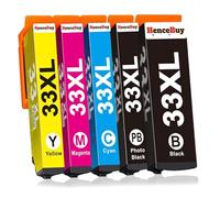 HenceBuy 33XL Multipack Cartuchos de Impresora Compatibles para Epson 33XL 33 XL para Epson Expression Premium XP-7100 XP-530 XP-640 XP-830 XP-900 XP-645 XP-635 XP-630 XP540 Cartuchos (5 unidades)