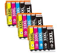 HenceBuy 33XL Multipack Compatible para Epson 33 XL Cartuchos de Impresora para XP-7100 XP-540 XP-530 XP-640 XP-830 XP-900 XP-645 XP-635 XP-630 (Negro Foto Negro Cian Magenta Amarillo, Paquete de 15)
