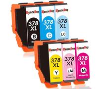 HenceBuy 378 378XL Cartuchos de Tinta Compatible para Epson 378XL 378 XL Multipack para Impresora Epson Expression Photo XP-8700 XP-8600 XP-8500 XP-8605 XP-8505 XP-15000 XP 8700 XP 8600 (6-Pack)