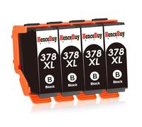 HenceBuy 378 Negro XL Cartuchos de Tinta Compatible para Epson 378XL Multipack para Impresora Epson Expression Photo XP-8700 XP-8600 XP-8500 XP-8605 XP-8505 XP-15000 XP 8700 XP 8600 (4 Negro)