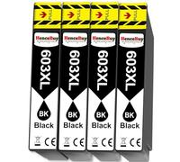 HenceBuy 603XL Cartucho de Tinta Compatible con Epson 603 Negro para Expression Home XP-2100 XP-2105 XP-2150 XP-3100 XP-3150 XP-4100 Workforce WF-2810 WF-2820 WF-2830 WF-2850 WF-2835 (4 Negro)